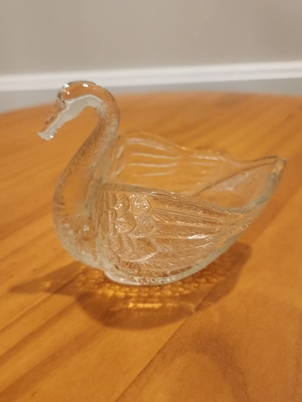 Vintage Imperial Clear Glass Swan Candle Holder/QTip Holder/Match Holder